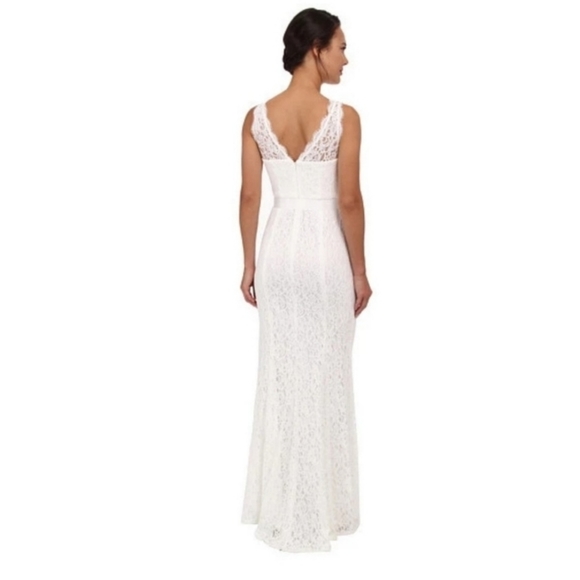 Adrianna Papell Lace V-Neck Wedding Gown Down - Picture 2 of 8